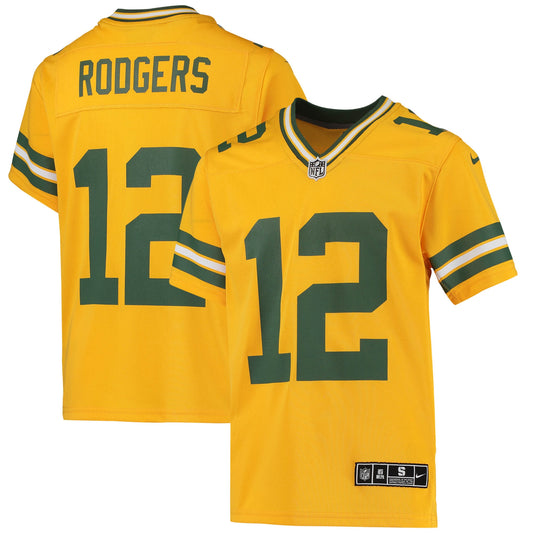Aaron Rodgers Green Bay Packers Nike Youth Inverted Team Game Jersey - Gold